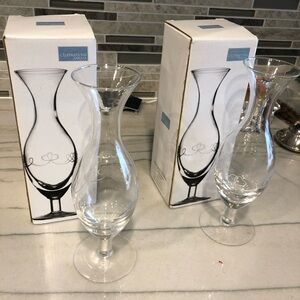 Mikasa Clear Glass Flared Pedestal Vases - Pair